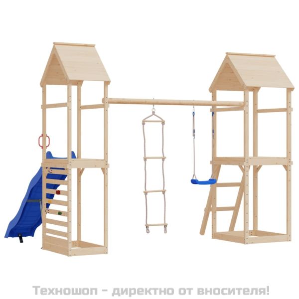 Седалка за люлка с въжена стълба и камъни за катерене синя PE