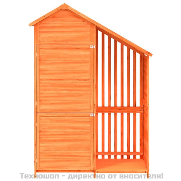 Градинска барака за инструменти кафяв 120x53,5x170 см бор масив