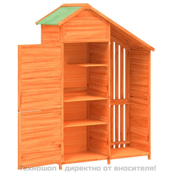 Градинска барака за инструменти кафяв 120x53,5x170 см бор масив