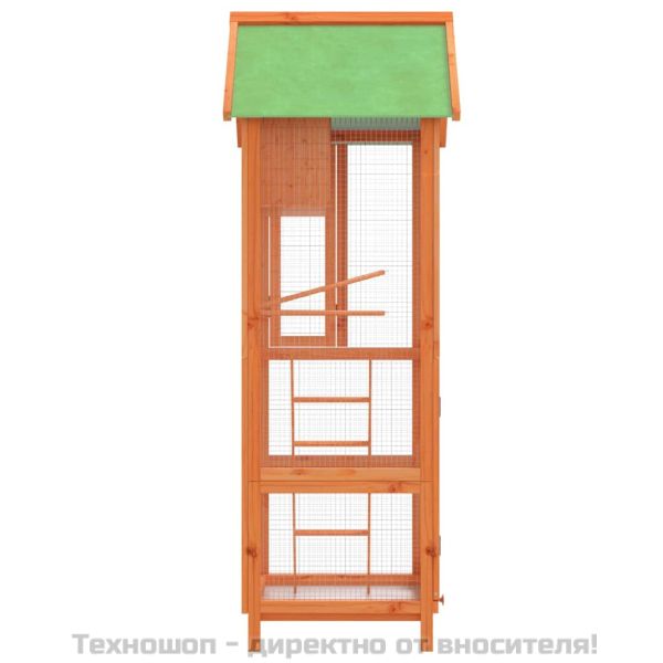 Къщичка за птици кафява 60x58,5x160 см масивна чамова дървесина