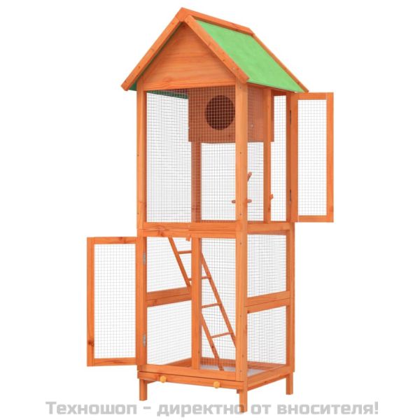 Къщичка за птици кафява 60x58,5x160 см масивна чамова дървесина