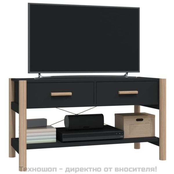 ТВ шкаф, черен, 82x38x45 см, инженерно дърво