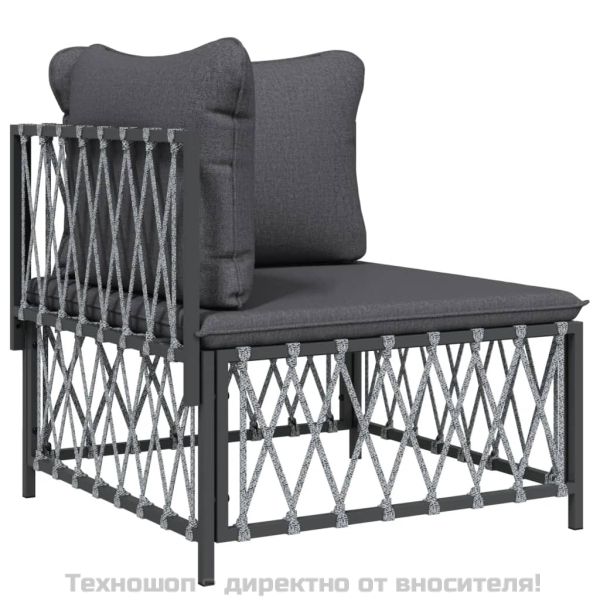 Градински комплект от 2 части с възглавници антрацит стомана