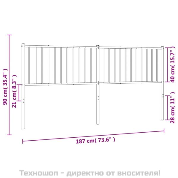 Метална табла за глава, бяла, 180 см