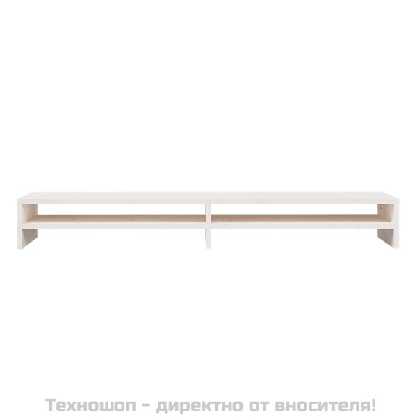 Поставка за монитор, бяла, 100x24x13 см, бор масив