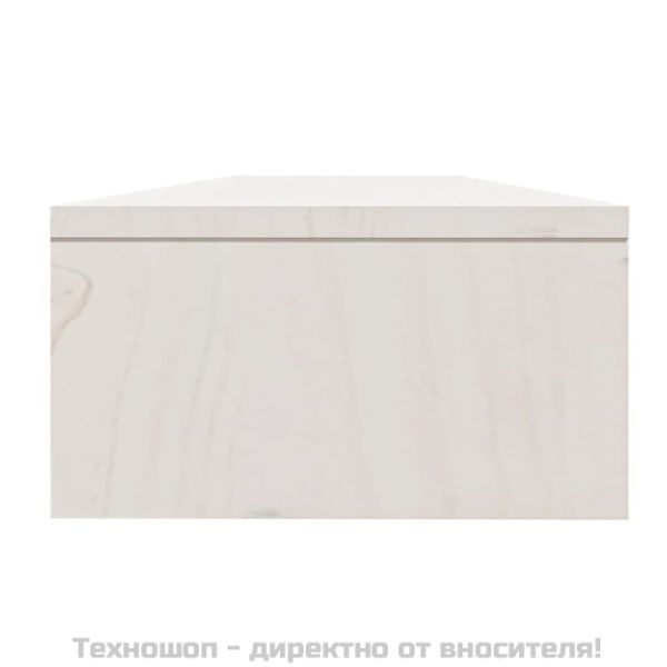 Поставка за монитор, бяла, 100x24x13 см, бор масив