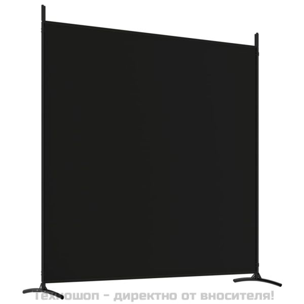 Параван за стая, 4 панела, черен, 698x180 cм, плат