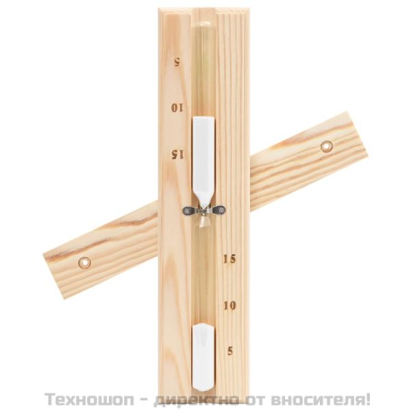 2-в-1 термохигрометър и пясъчен таймер за сауна, бор масив