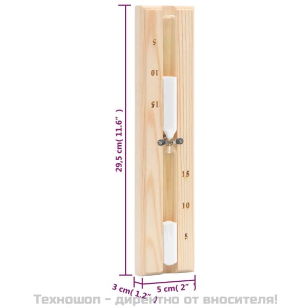 2-в-1 термохигрометър и пясъчен таймер за сауна, бор масив