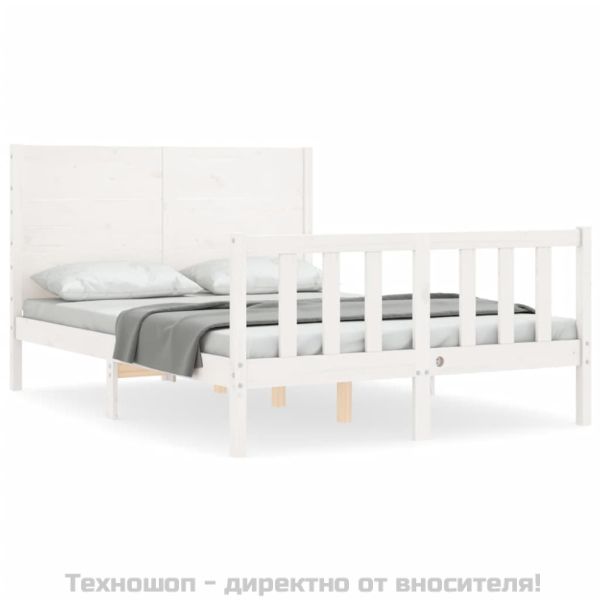 Рамка за легло без матрак, бял, 140x200 см, бор масив