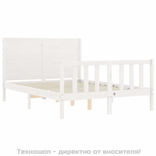 Рамка за легло без матрак, бял, 140x200 см, бор масив