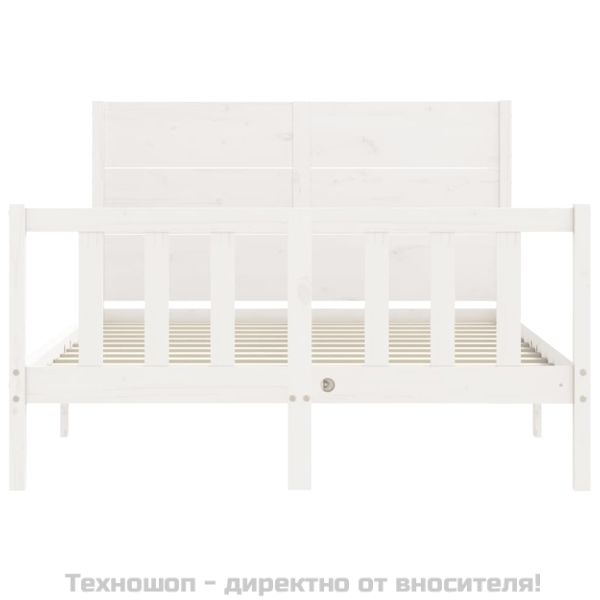 Рамка за легло без матрак, бял, 140x200 см, бор масив