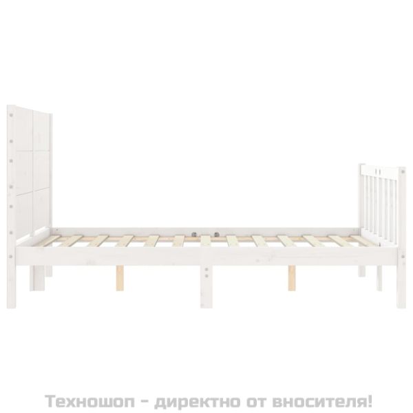 Рамка за легло без матрак, бял, 140x200 см, бор масив