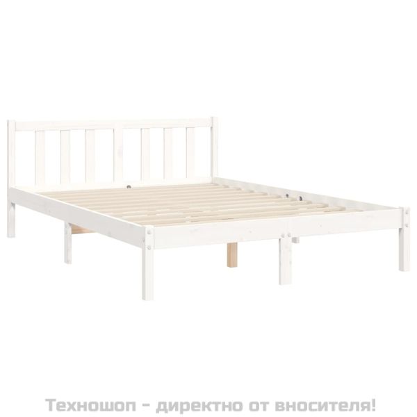 Рамка за легло без матрак, бял, 140x200 см, бор масив