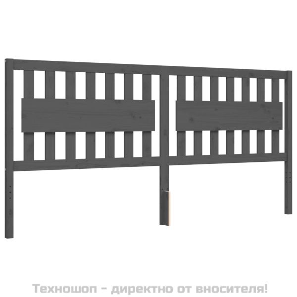 Рамка за легло с табла, сива, 200х200 см, масивно дърво