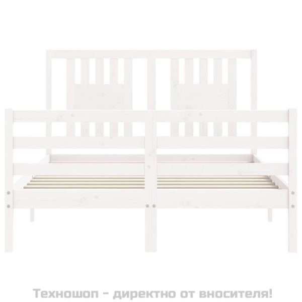 Рамка за легло с табла, бяла, 120х200 см, масивно дърво