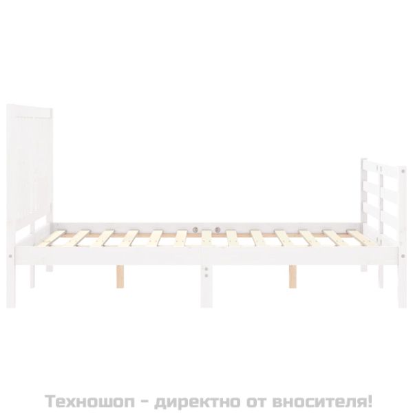 Рамка за легло с табла, бяла, 120х200 см, масивно дърво