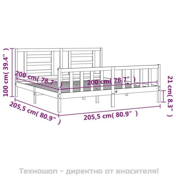 Рамка за легло без матрак 200x200 см масивна чамова дървесина
