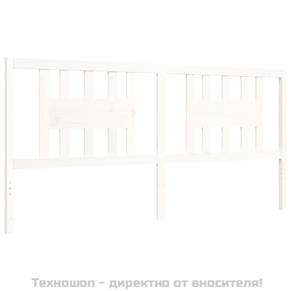 Рамка за легло с табла, бяла, 200x200 см, масивно дърво