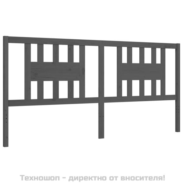 Рамка за легло с табла, сива, 200х200 см, масивно дърво