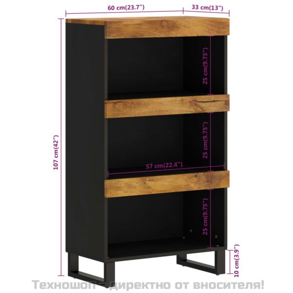 Страничен шкаф 60x33x107 см манго масивно дърво