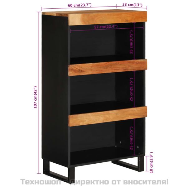 Страничен шкаф 60x33x107 см масивна акация