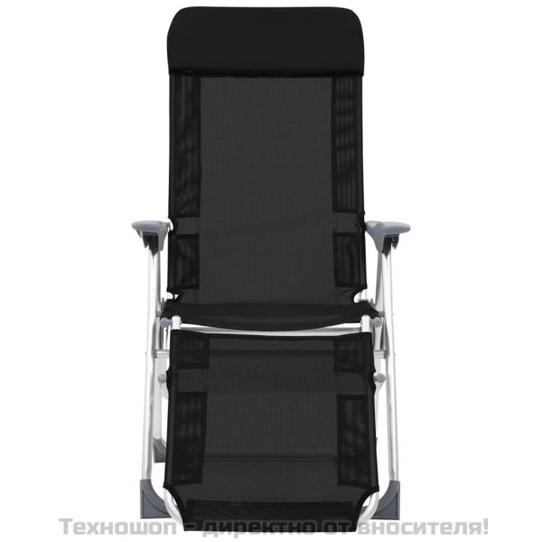 Сгъваеми къмпинг столове с опори за крака 2 бр черни textilene