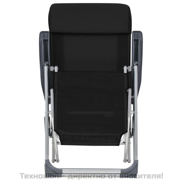 Сгъваеми къмпинг столове с опори за крака 2 бр черни textilene