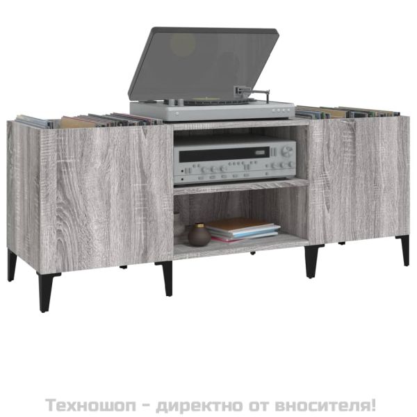 Шкаф за винилови плочи сив сонома 121x38x48 см инженерно дърво