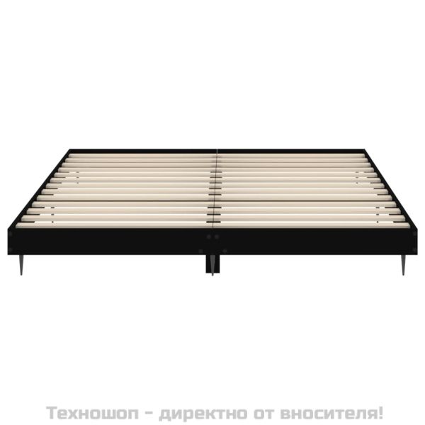 Рамка за легло, черна, 150x200 см, масивно дърво