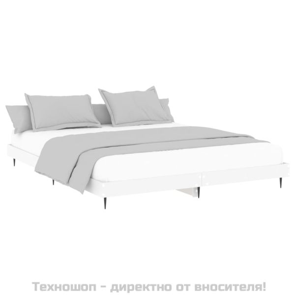 Рамка за легло, бяла, 150x200 см, масивно дърво