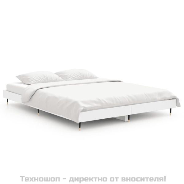 рамка за легло, бяла, 140x190 см, инженерно дърво