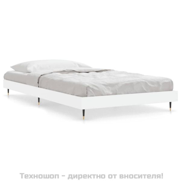 Рамка за легло, бяла, 90x200 см, масивно дърво