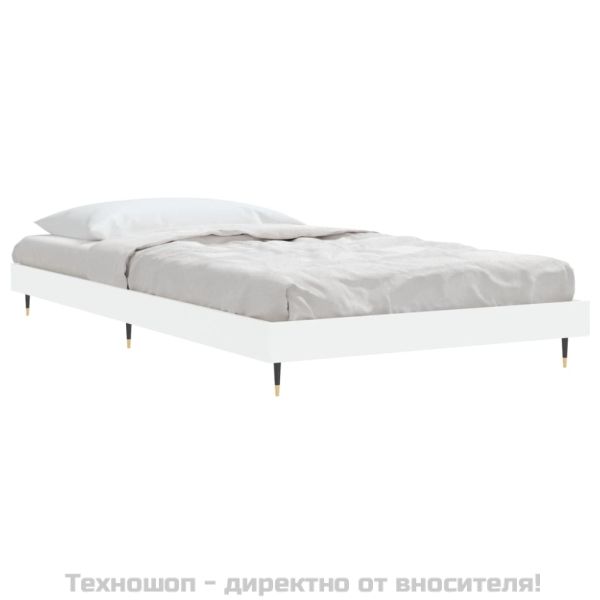 Рамка за легло, бяла, 90x200 см, масивно дърво