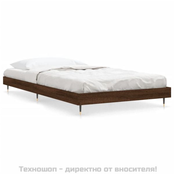 Рамка за легло без матрак кафяв дъб 100x200 см инженерно дърво