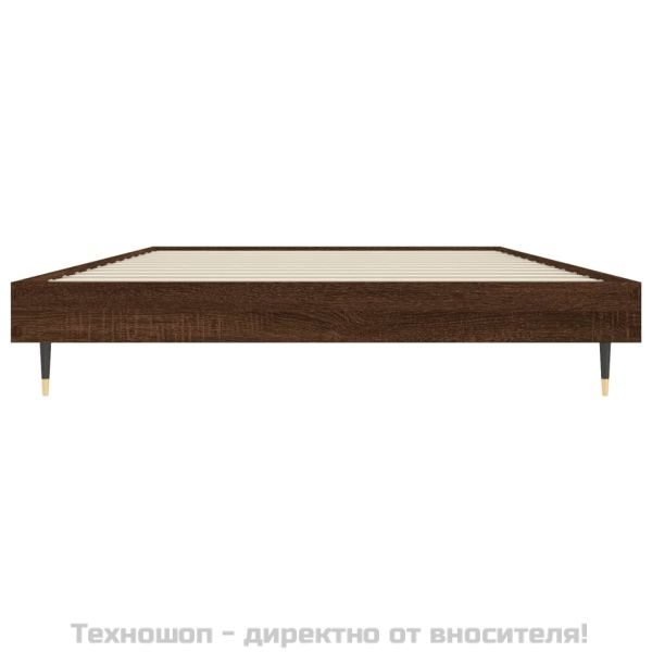 Рамка за легло без матрак кафяв дъб 100x200 см инженерно дърво