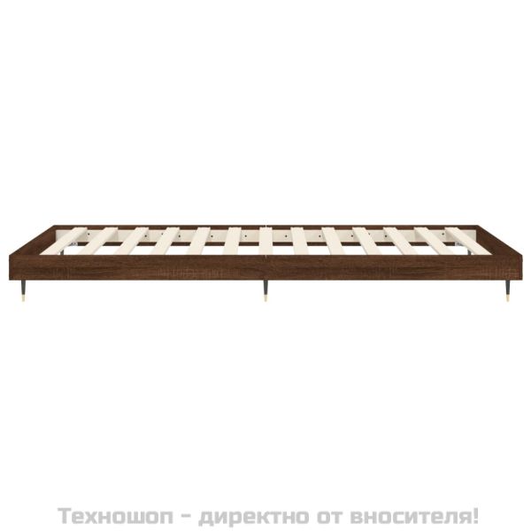 Рамка за легло без матрак кафяв дъб 100x200 см инженерно дърво