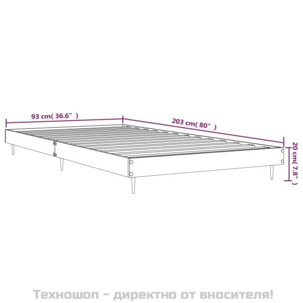 Рамка за легло, бетонно сиво, 90x200 см, инженерно дърво