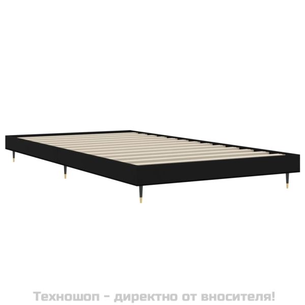 Рамка за легло, черна, 90x200 см, масивно дърво