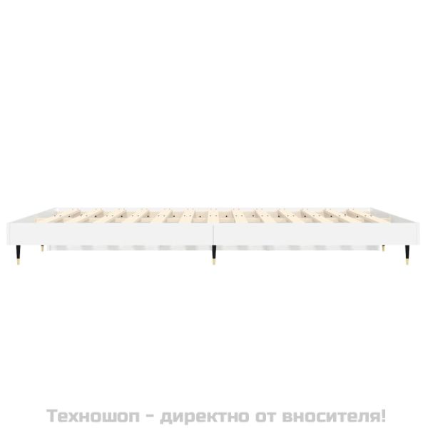 Рамка за легло, бял гланц, 140x190 см, инженерно дърво