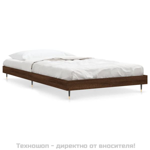 Рамка за легло без матрак кафяв дъб 90x200 см инженерно дърво