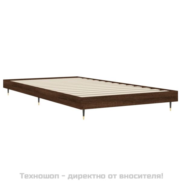 Рамка за легло без матрак кафяв дъб 90x200 см инженерно дърво