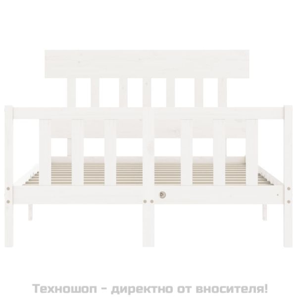 Рамка за легло без матрак, бял, 140x190 см, бор масив