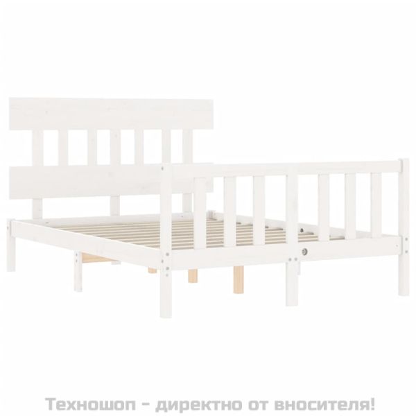 Рамка за легло без матрак, бял, 140x200 см, бор масив