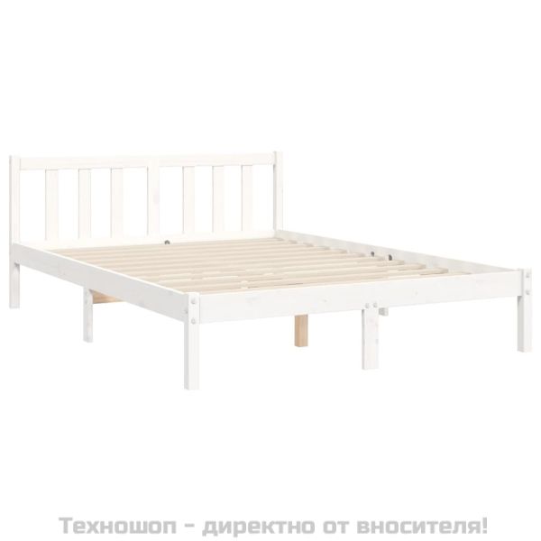 Рамка за легло без матрак, бял, 140x200 см, бор масив