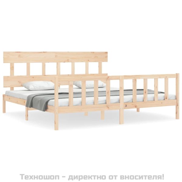 Рамка за легло с табла Super King Size дърво масив