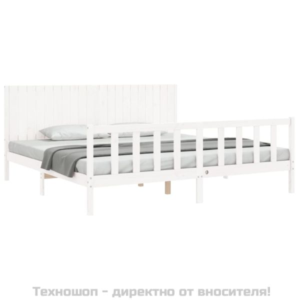 Рамка за легло без матрак, бял, 200x200 см, бор масив