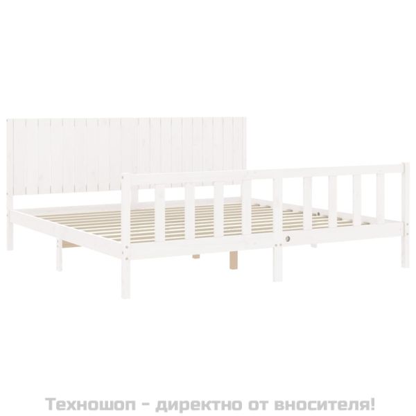 Рамка за легло без матрак, бял, 200x200 см, бор масив