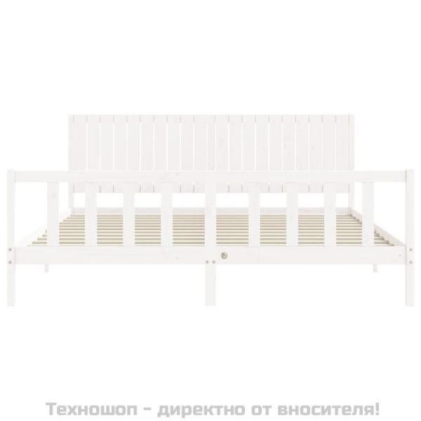 Рамка за легло без матрак, бял, 200x200 см, бор масив