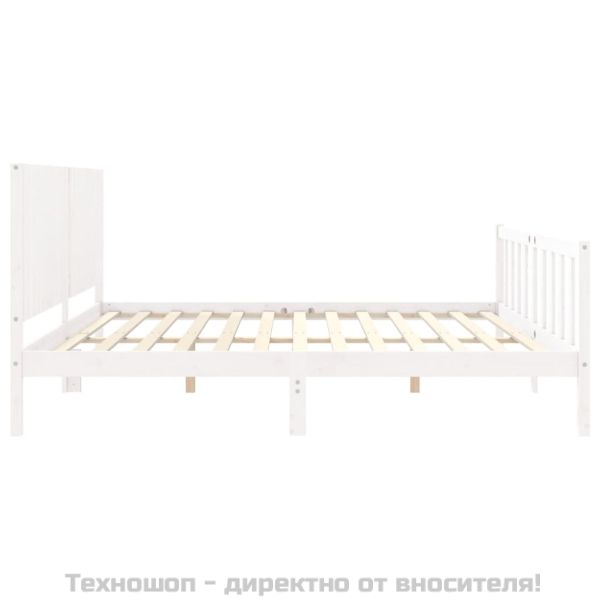 Рамка за легло без матрак, бял, 200x200 см, бор масив